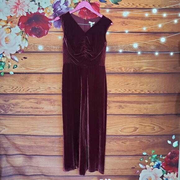 Rebecca Taylor Bordeaux Velvet Jumpsuit - Picture 5 of 9